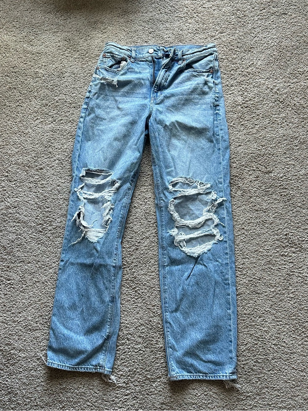 American Eagle Outfitters Ripped Blue Boyfriend Jeans